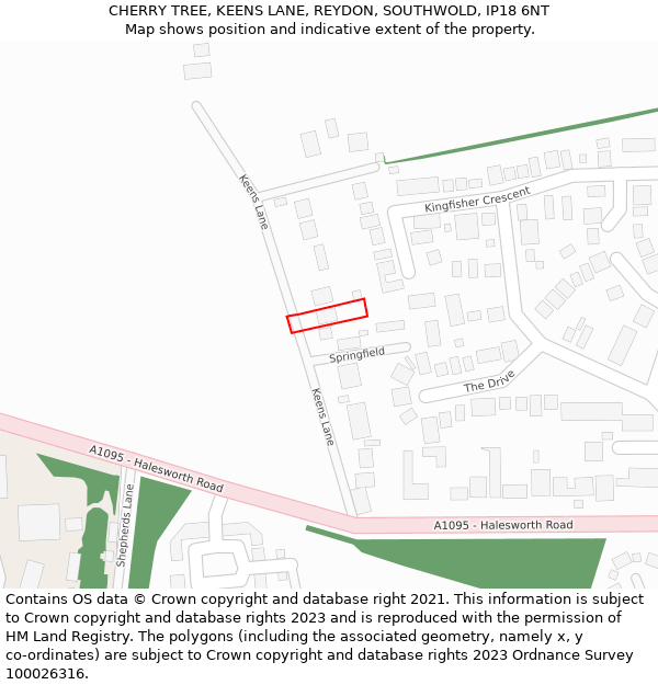 CHERRY TREE, KEENS LANE, REYDON, SOUTHWOLD, IP18 6NT: Location map and indicative extent of plot