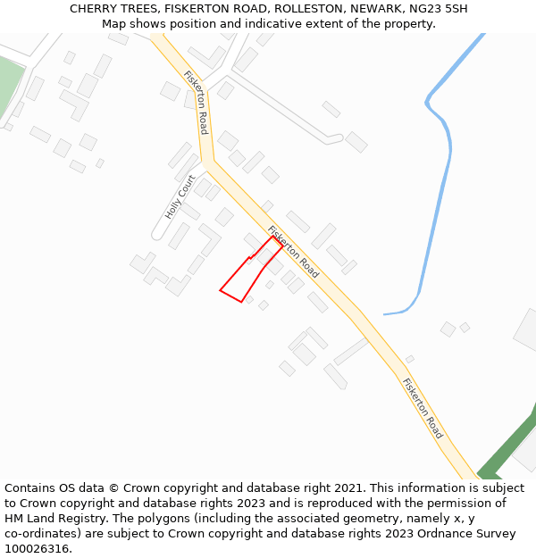 CHERRY TREES, FISKERTON ROAD, ROLLESTON, NEWARK, NG23 5SH: Location map and indicative extent of plot