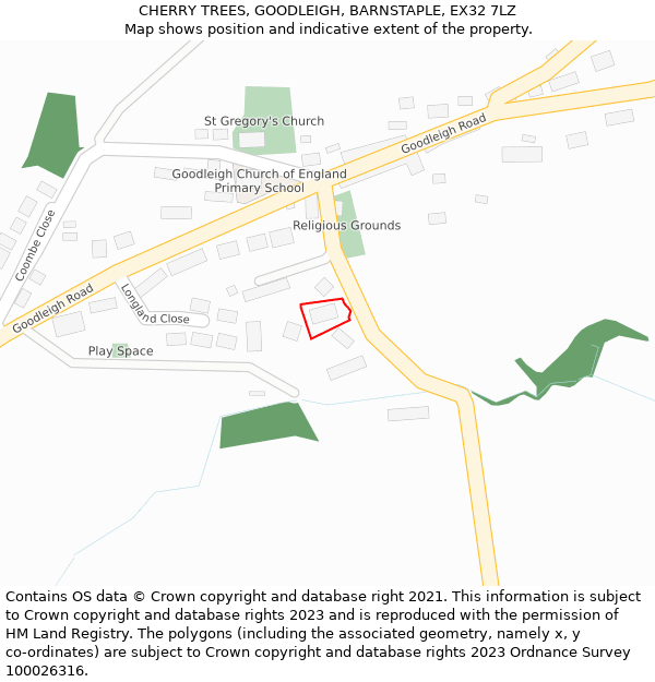 CHERRY TREES, GOODLEIGH, BARNSTAPLE, EX32 7LZ: Location map and indicative extent of plot