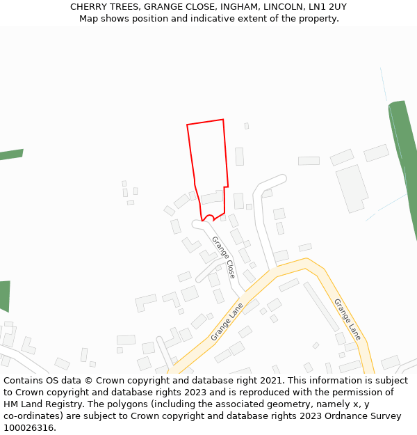 CHERRY TREES, GRANGE CLOSE, INGHAM, LINCOLN, LN1 2UY: Location map and indicative extent of plot