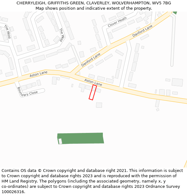 CHERRYLEIGH, GRIFFITHS GREEN, CLAVERLEY, WOLVERHAMPTON, WV5 7BG: Location map and indicative extent of plot