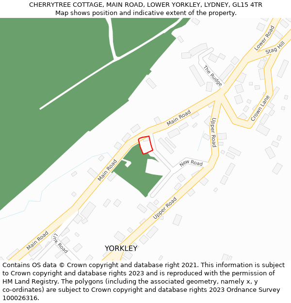 CHERRYTREE COTTAGE, MAIN ROAD, LOWER YORKLEY, LYDNEY, GL15 4TR: Location map and indicative extent of plot