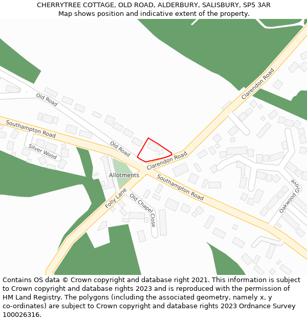 CHERRYTREE COTTAGE, OLD ROAD, ALDERBURY, SALISBURY, SP5 3AR: Location map and indicative extent of plot