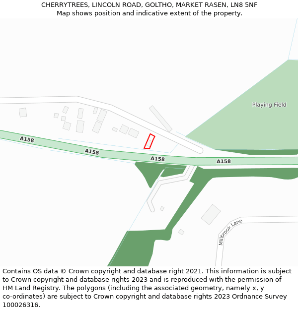 CHERRYTREES, LINCOLN ROAD, GOLTHO, MARKET RASEN, LN8 5NF: Location map and indicative extent of plot