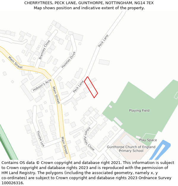 CHERRYTREES, PECK LANE, GUNTHORPE, NOTTINGHAM, NG14 7EX: Location map and indicative extent of plot