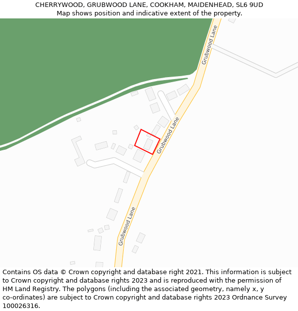 CHERRYWOOD, GRUBWOOD LANE, COOKHAM, MAIDENHEAD, SL6 9UD: Location map and indicative extent of plot