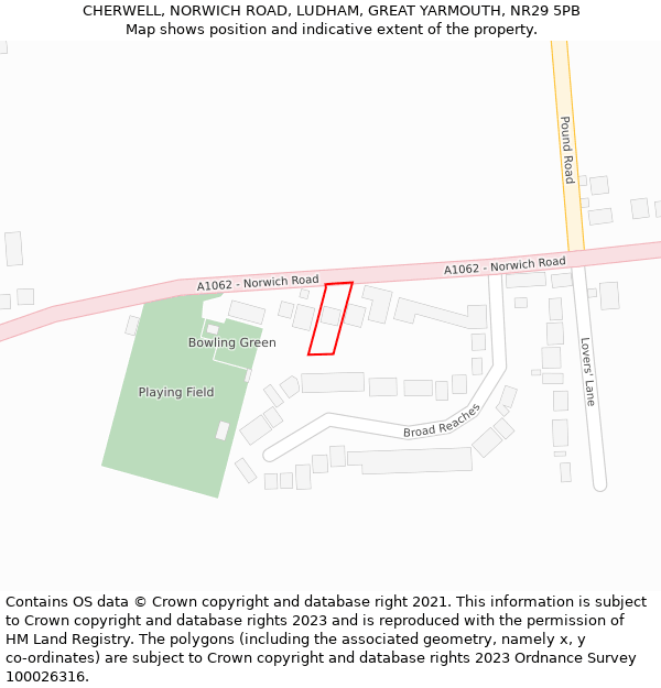 CHERWELL, NORWICH ROAD, LUDHAM, GREAT YARMOUTH, NR29 5PB: Location map and indicative extent of plot