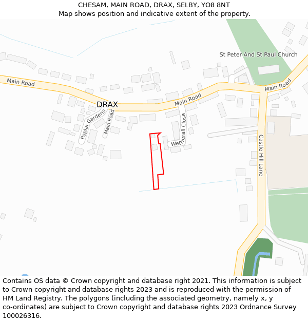 CHESAM, MAIN ROAD, DRAX, SELBY, YO8 8NT: Location map and indicative extent of plot