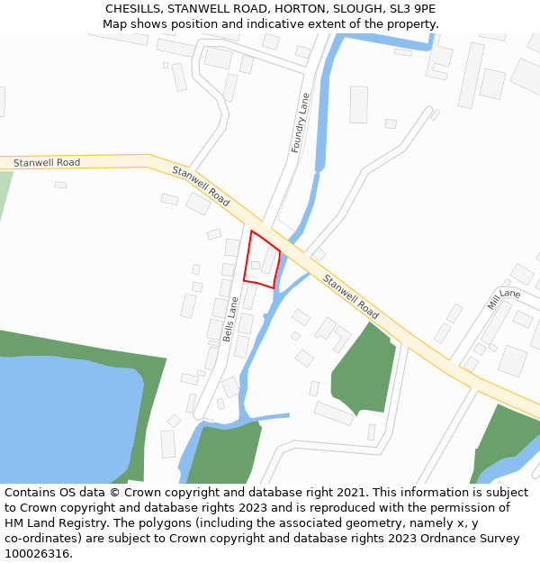 CHESILLS, STANWELL ROAD, HORTON, SLOUGH, SL3 9PE: Location map and indicative extent of plot