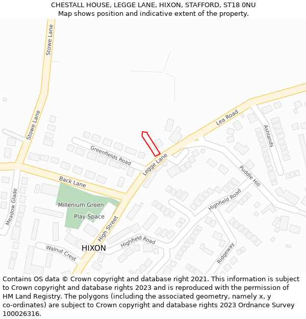 CHESTALL HOUSE, LEGGE LANE, HIXON, STAFFORD, ST18 0NU: Location map and indicative extent of plot