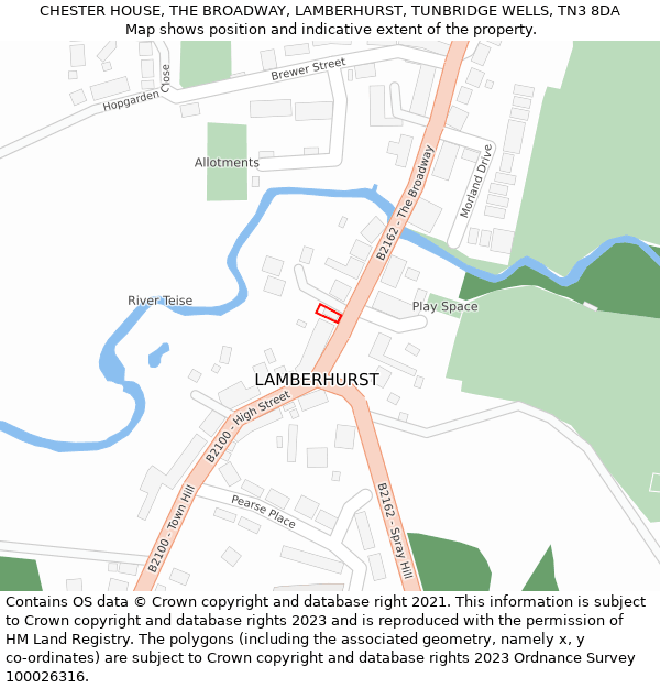 CHESTER HOUSE, THE BROADWAY, LAMBERHURST, TUNBRIDGE WELLS, TN3 8DA: Location map and indicative extent of plot