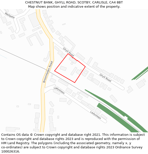 CHESTNUT BANK, GHYLL ROAD, SCOTBY, CARLISLE, CA4 8BT: Location map and indicative extent of plot