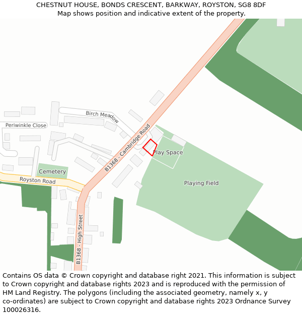 CHESTNUT HOUSE, BONDS CRESCENT, BARKWAY, ROYSTON, SG8 8DF: Location map and indicative extent of plot