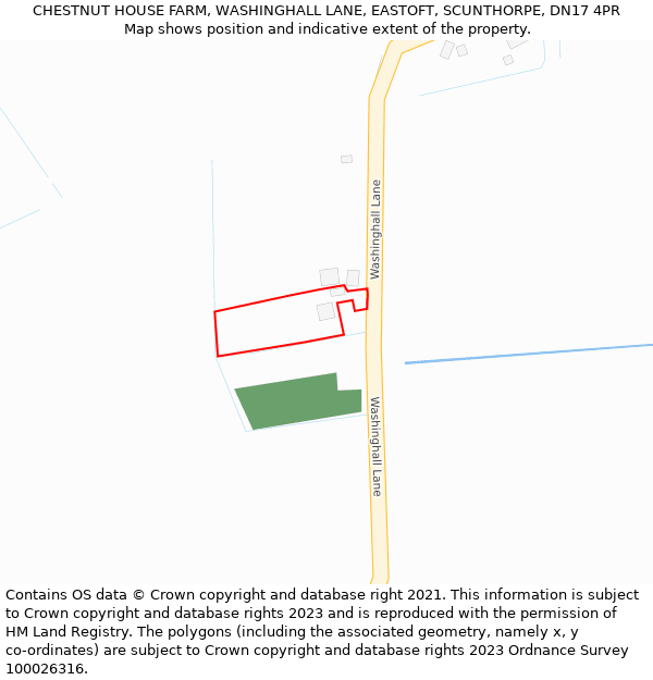 CHESTNUT HOUSE FARM, WASHINGHALL LANE, EASTOFT, SCUNTHORPE, DN17 4PR: Location map and indicative extent of plot
