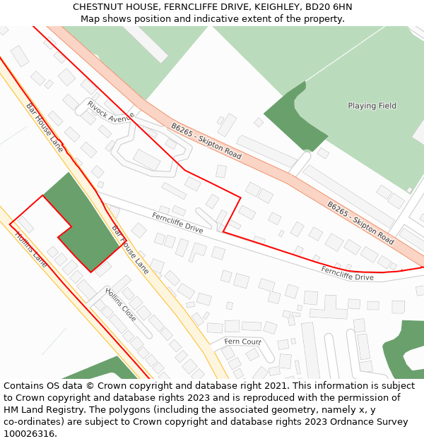 CHESTNUT HOUSE, FERNCLIFFE DRIVE, KEIGHLEY, BD20 6HN: Location map and indicative extent of plot