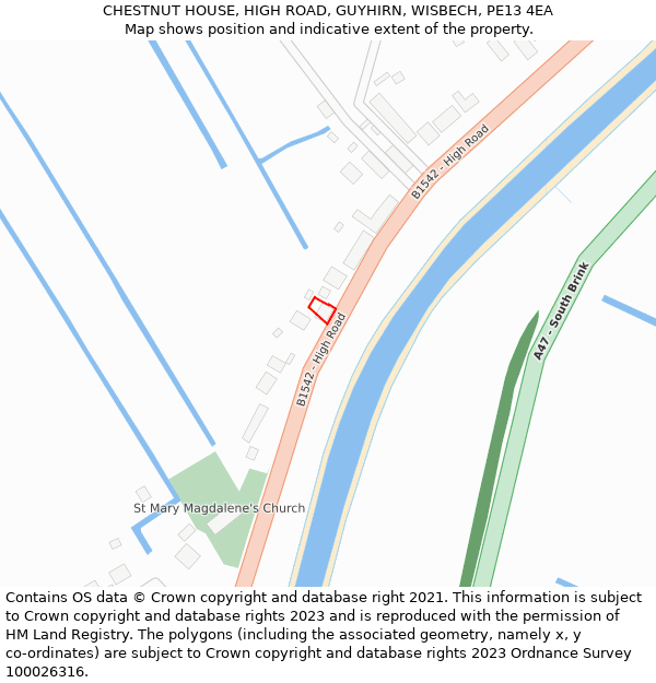 CHESTNUT HOUSE, HIGH ROAD, GUYHIRN, WISBECH, PE13 4EA: Location map and indicative extent of plot