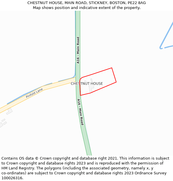 CHESTNUT HOUSE, MAIN ROAD, STICKNEY, BOSTON, PE22 8AG: Location map and indicative extent of plot