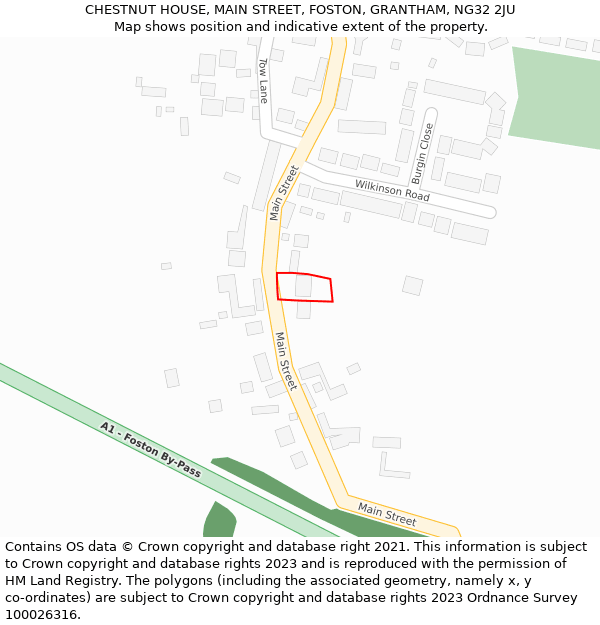 CHESTNUT HOUSE, MAIN STREET, FOSTON, GRANTHAM, NG32 2JU: Location map and indicative extent of plot