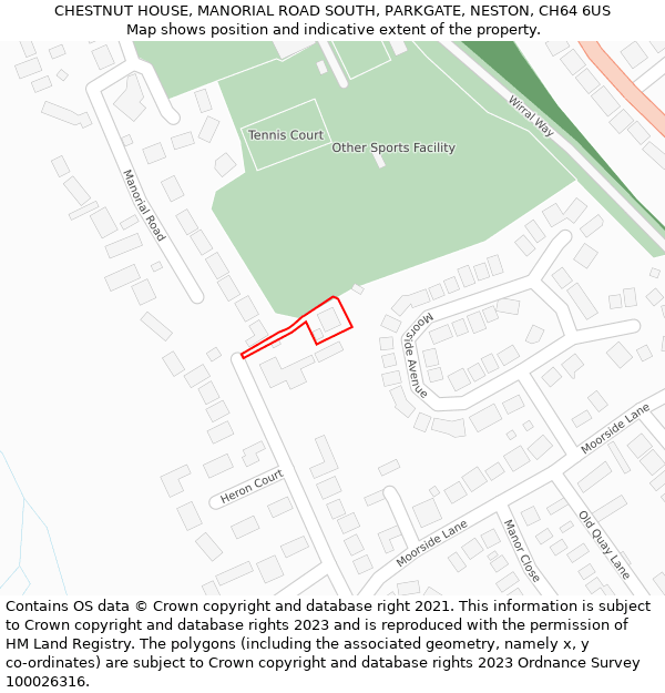CHESTNUT HOUSE, MANORIAL ROAD SOUTH, PARKGATE, NESTON, CH64 6US: Location map and indicative extent of plot