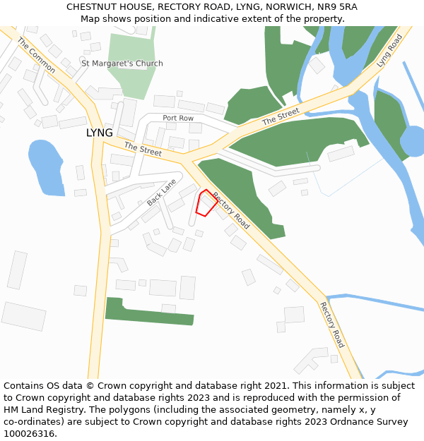 CHESTNUT HOUSE, RECTORY ROAD, LYNG, NORWICH, NR9 5RA: Location map and indicative extent of plot