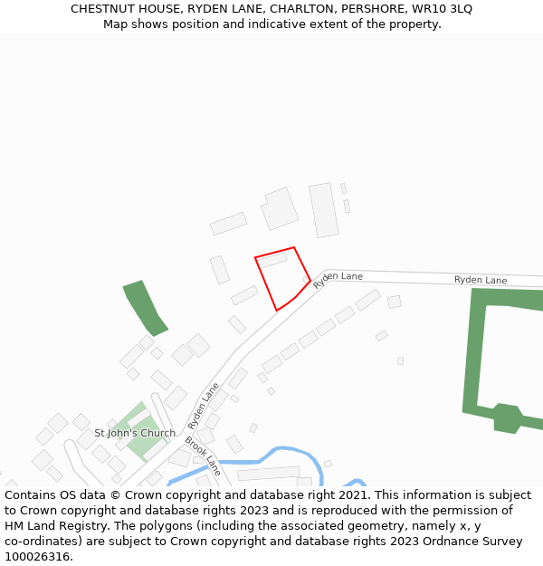 CHESTNUT HOUSE, RYDEN LANE, CHARLTON, PERSHORE, WR10 3LQ: Location map and indicative extent of plot