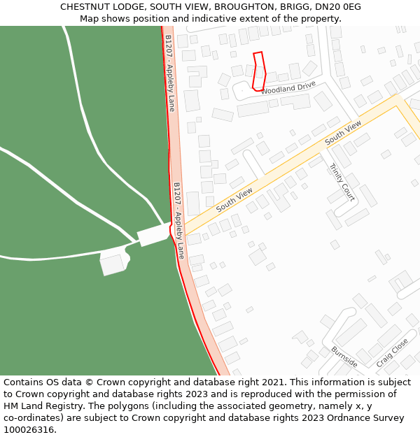 CHESTNUT LODGE, SOUTH VIEW, BROUGHTON, BRIGG, DN20 0EG: Location map and indicative extent of plot