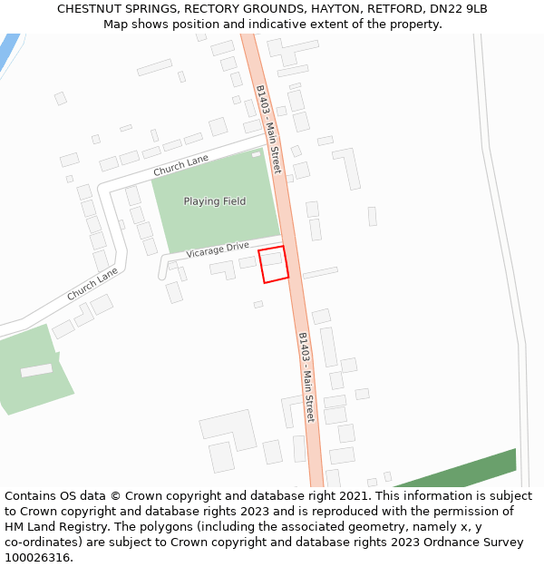CHESTNUT SPRINGS, RECTORY GROUNDS, HAYTON, RETFORD, DN22 9LB: Location map and indicative extent of plot