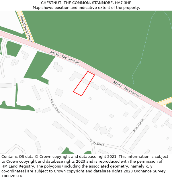 CHESTNUT, THE COMMON, STANMORE, HA7 3HP: Location map and indicative extent of plot