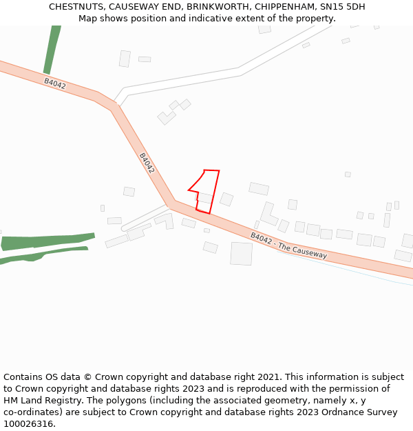 CHESTNUTS, CAUSEWAY END, BRINKWORTH, CHIPPENHAM, SN15 5DH: Location map and indicative extent of plot