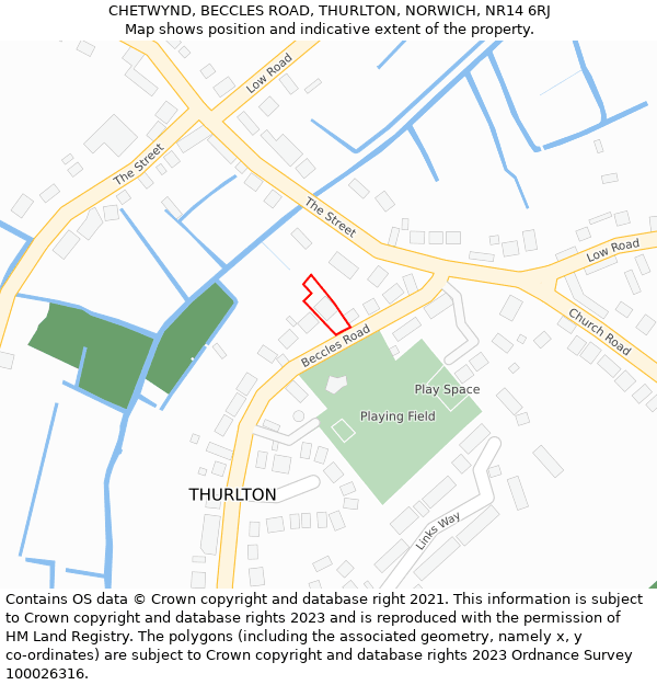 CHETWYND, BECCLES ROAD, THURLTON, NORWICH, NR14 6RJ: Location map and indicative extent of plot