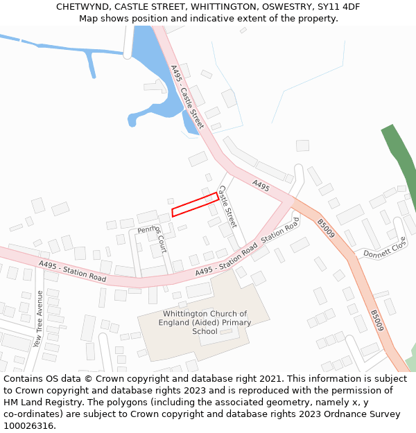 CHETWYND, CASTLE STREET, WHITTINGTON, OSWESTRY, SY11 4DF: Location map and indicative extent of plot