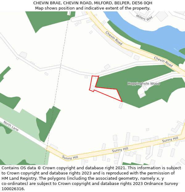 CHEVIN BRAE, CHEVIN ROAD, MILFORD, BELPER, DE56 0QH: Location map and indicative extent of plot