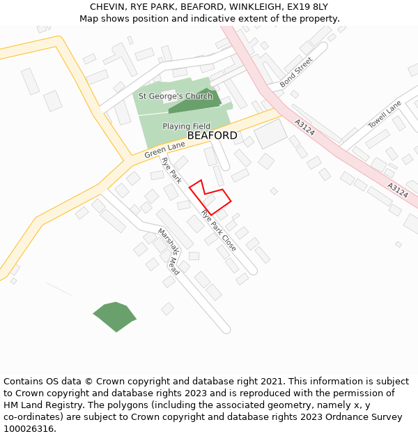 CHEVIN, RYE PARK, BEAFORD, WINKLEIGH, EX19 8LY: Location map and indicative extent of plot