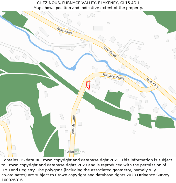 CHEZ NOUS, FURNACE VALLEY, BLAKENEY, GL15 4DH: Location map and indicative extent of plot