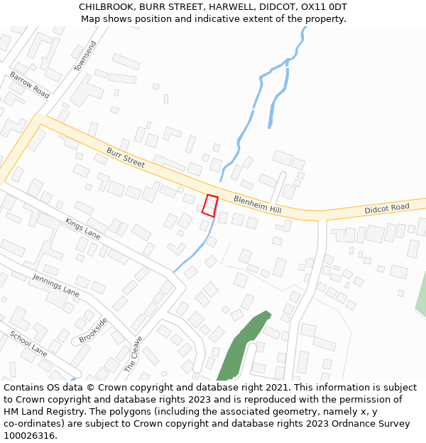 CHILBROOK, BURR STREET, HARWELL, DIDCOT, OX11 0DT: Location map and indicative extent of plot