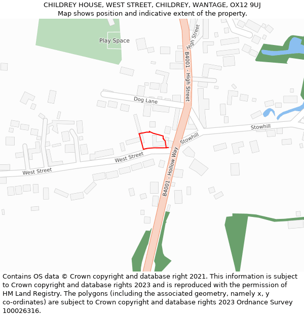 CHILDREY HOUSE, WEST STREET, CHILDREY, WANTAGE, OX12 9UJ: Location map and indicative extent of plot