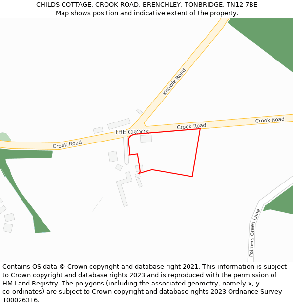 CHILDS COTTAGE, CROOK ROAD, BRENCHLEY, TONBRIDGE, TN12 7BE: Location map and indicative extent of plot