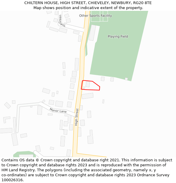 CHILTERN HOUSE, HIGH STREET, CHIEVELEY, NEWBURY, RG20 8TE: Location map and indicative extent of plot