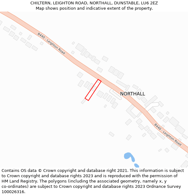 CHILTERN, LEIGHTON ROAD, NORTHALL, DUNSTABLE, LU6 2EZ: Location map and indicative extent of plot