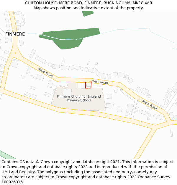 CHILTON HOUSE, MERE ROAD, FINMERE, BUCKINGHAM, MK18 4AR: Location map and indicative extent of plot