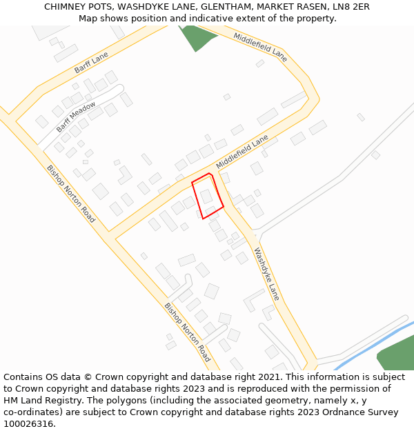 CHIMNEY POTS, WASHDYKE LANE, GLENTHAM, MARKET RASEN, LN8 2ER: Location map and indicative extent of plot