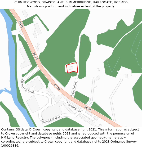 CHIMNEY WOOD, BRAISTY LANE, SUMMERBRIDGE, HARROGATE, HG3 4DS: Location map and indicative extent of plot