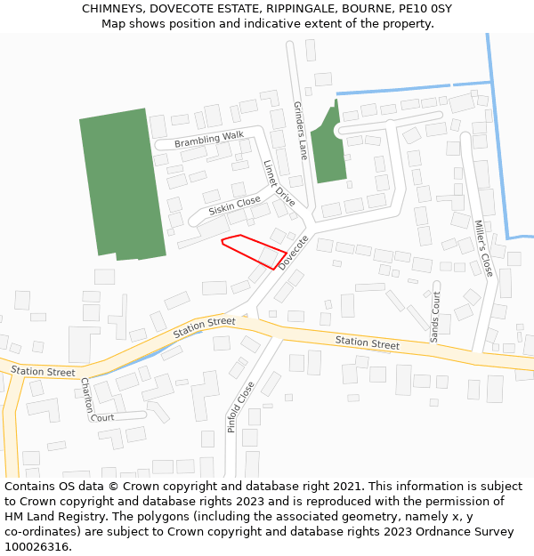 CHIMNEYS, DOVECOTE ESTATE, RIPPINGALE, BOURNE, PE10 0SY: Location map and indicative extent of plot