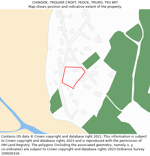 CHINOOK, TROLVER CROFT, FEOCK, TRURO, TR3 6RT: Location map and indicative extent of plot