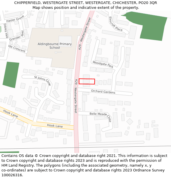 CHIPPERFIELD, WESTERGATE STREET, WESTERGATE, CHICHESTER, PO20 3QR: Location map and indicative extent of plot