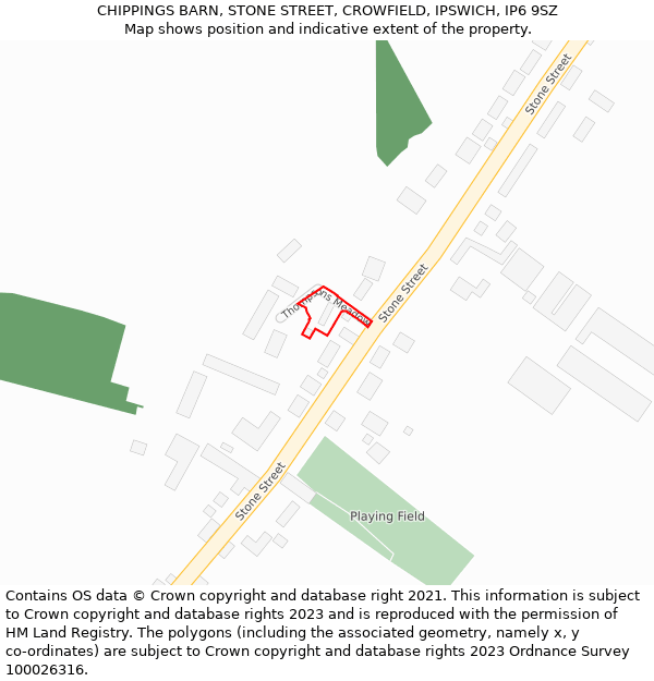 CHIPPINGS BARN, STONE STREET, CROWFIELD, IPSWICH, IP6 9SZ: Location map and indicative extent of plot