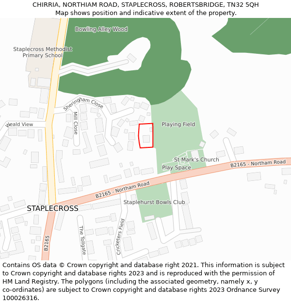CHIRRIA, NORTHIAM ROAD, STAPLECROSS, ROBERTSBRIDGE, TN32 5QH: Location map and indicative extent of plot