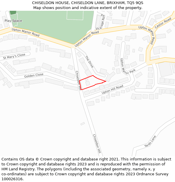 CHISELDON HOUSE, CHISELDON LANE, BRIXHAM, TQ5 9QS: Location map and indicative extent of plot
