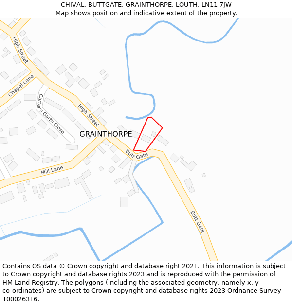 CHIVAL, BUTTGATE, GRAINTHORPE, LOUTH, LN11 7JW: Location map and indicative extent of plot