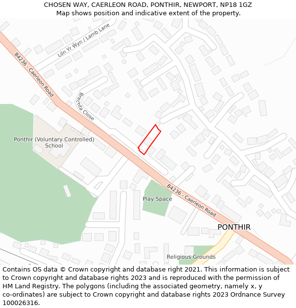 CHOSEN WAY, CAERLEON ROAD, PONTHIR, NEWPORT, NP18 1GZ: Location map and indicative extent of plot